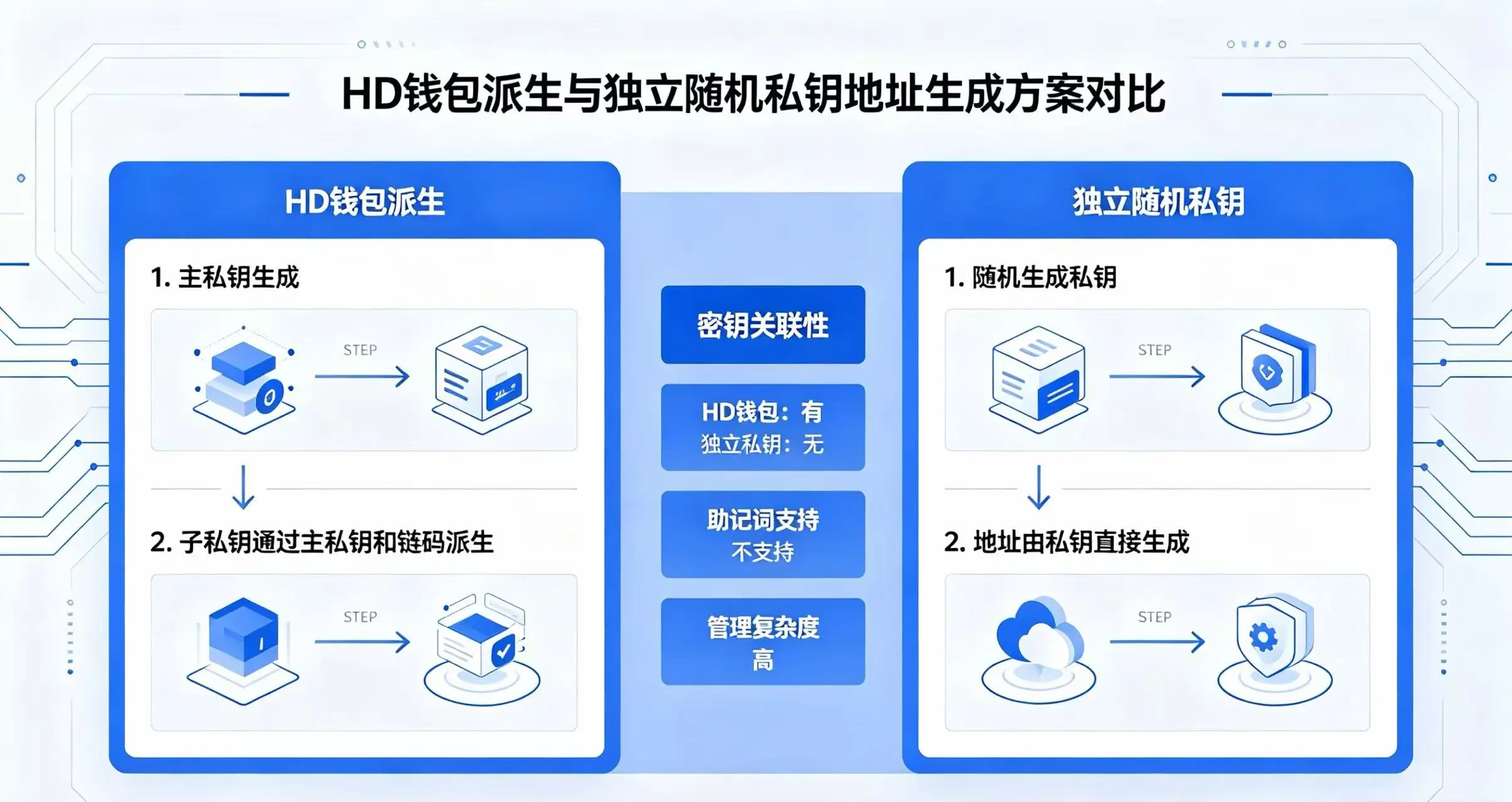 HD 钱包派生与独立私钥地址生成方案对比
