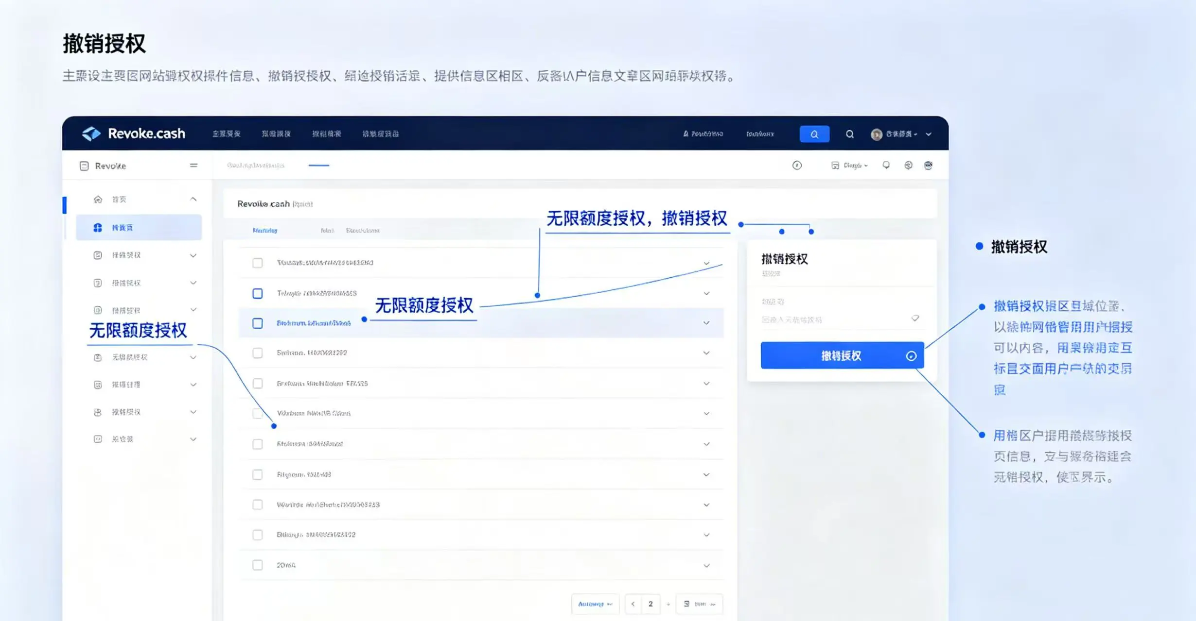 Revoke.cash 网站撤销授权操作界面
